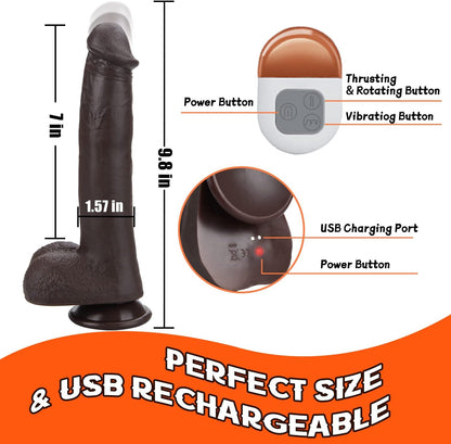 9.8" Realistic Dildo with Remote Control 3 Telescopic & 5 Vibrations Modes