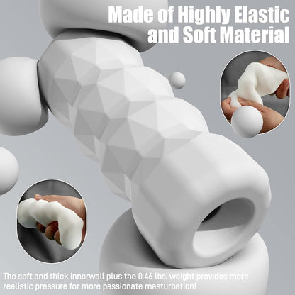 3D Textured Diamond White Male Masturbator Pocket Pussy