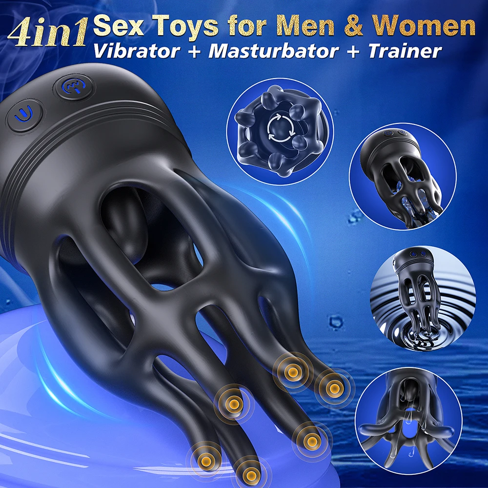 Glans Trainer Vibrator Penis Trainer Massage with 10 Vibration & Rotation Modes