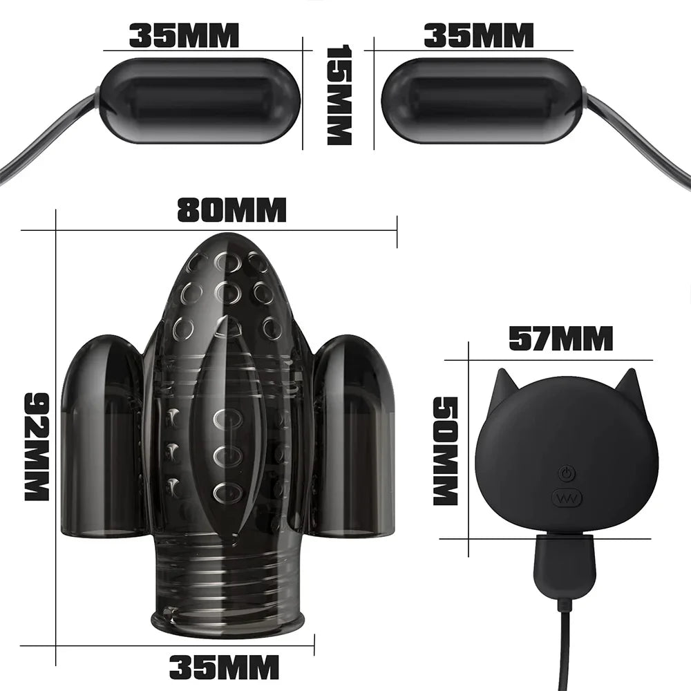 Glans Vibrator Penis Trainer Delay Lasting Massager with 2 Motors & 10 Vibrations