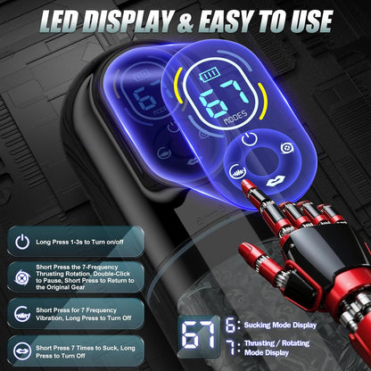 Automatic Masturbator Penis Pump with 7 Sucking Vibrating Thrusting Rotating & Licking Modes