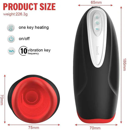 Electric Masturbator Stroker Blowjob Penis Trainer with 10 Vibration & Heating Modes
