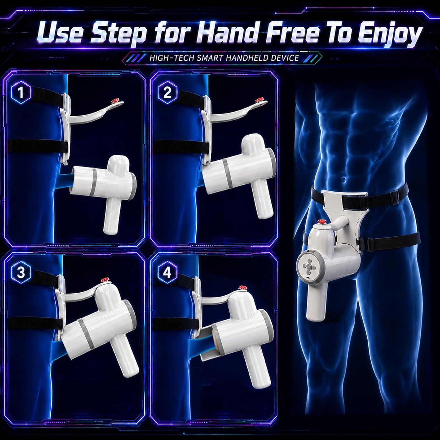 Hand Free Strap Automatic Masturbator Blowjob Machine with 8 Thrusting & Sucking Modes