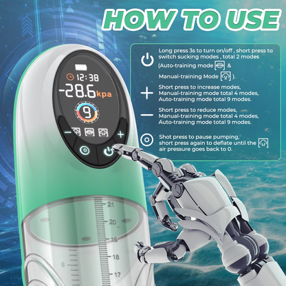 LCD Display Electric Vacuum Penis Pump with 4 Pressure & 9 Suction Modes