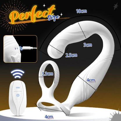 Anal Vibrator Prostate Massager Butt Plug Penis Ring with 10 Rotating & Thrusting Modes