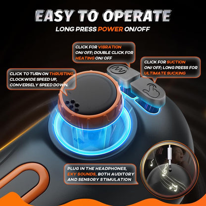 6 in 1 Multi-Functional Automatic Masturbator Stroker with Thrusting & Sucking & Vibrating & Heating