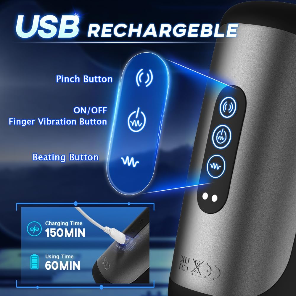 Electric Penis Trainer Glans Vibrator with 10 Massaging & Tapping & Vibrating