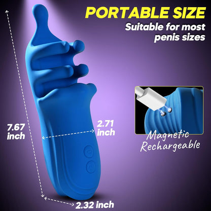 360° Tentacle Wrap Penis Vibrator Glans Trainer Stroker with 10 Beating & 10 Vibrations Modes