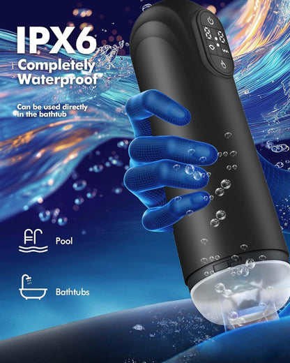 2 IN 1 Automatic Masturbator Blowjob Stroker Penis Pumps with 10 Vibrating & Suction