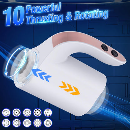 2 in 1 Automatic Masturbator Penis Trainer with 10 Telescopic Rotation Vibration Modes