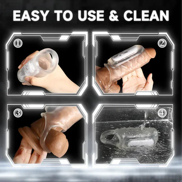 Electric Penis Sleeve Cock Vibrator Masturbator with 10 Vibration Modes