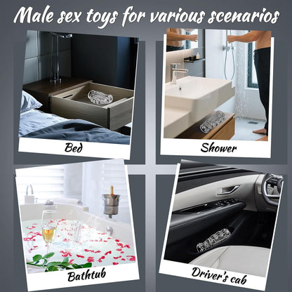 Transparent Pocket Pussy Stroker Sleeve with Realistic Oral & Vagina Texture