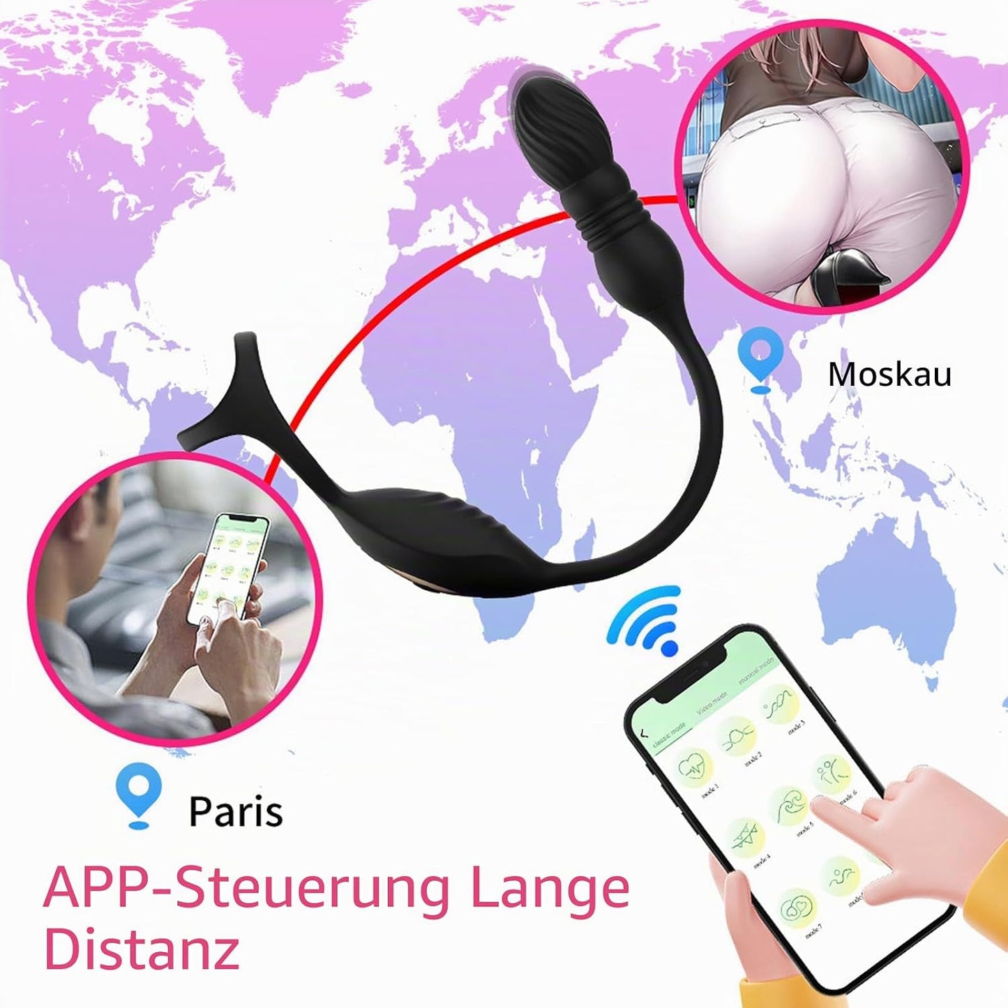 4 IN 1 Anal Vibrator Dildo Penis Ring Prostate Stimulator with 9 Vibration Modes