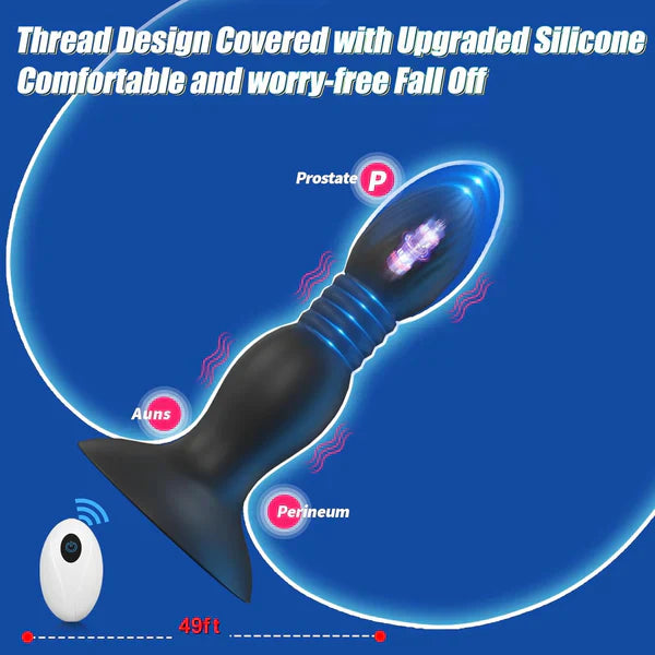 Upgraded Motor Anal Plug Prostate Massager Butt Plug with 10 Vibrating & Thrusting