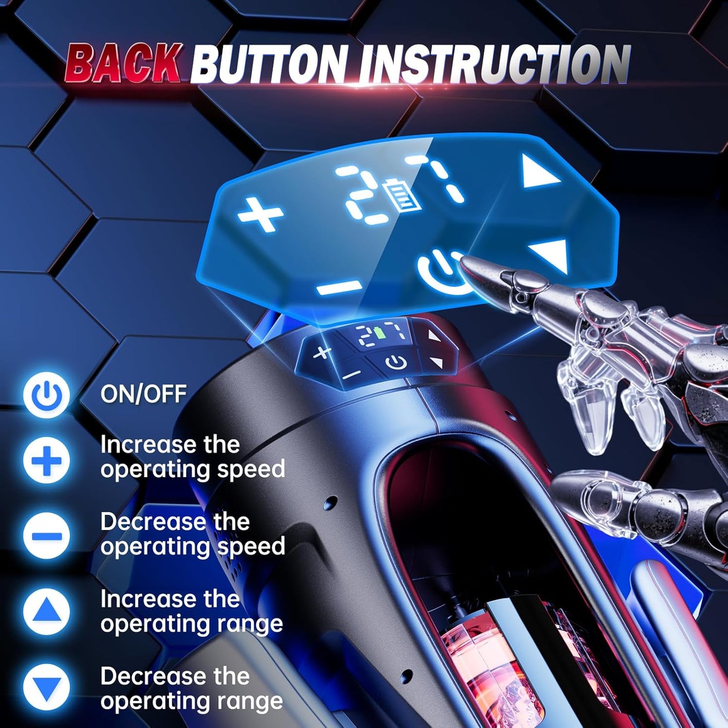 Double-Handle Electric Masturbator Penis Vibrator Trainer with 7 Telescopic Functions