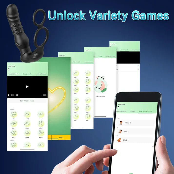 3 IN 1 Anal Vibrator Prostate Massage Stimulator with 10 Wobbles & 10 Vibration Modes