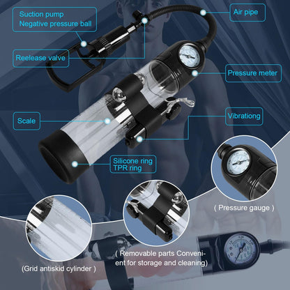 Electric Enlarge Air Penis Vacuum Enlargement Training Device with Multifunctional Modes