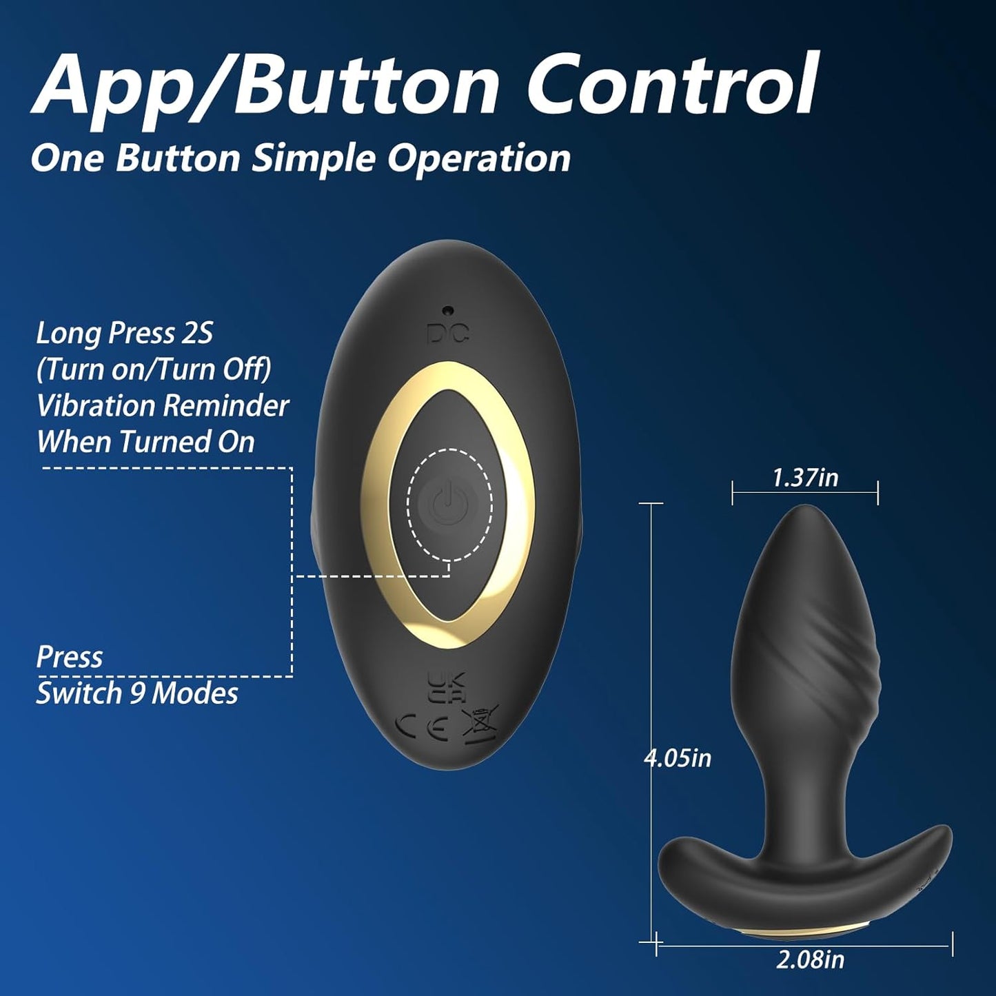 APP Control Classic Anal Vibrator Butt Plug with 360° Rotation & 9 Vibration Modes
