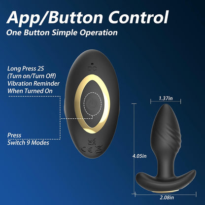 APP Control Classic Anal Vibrator Butt Plug with 360° Rotation & 9 Vibration Modes