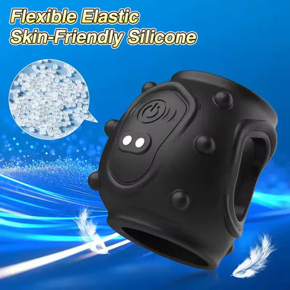 360° All-round Penis Trainer Cock Ring Glans Massage with 10 Vibration Modes