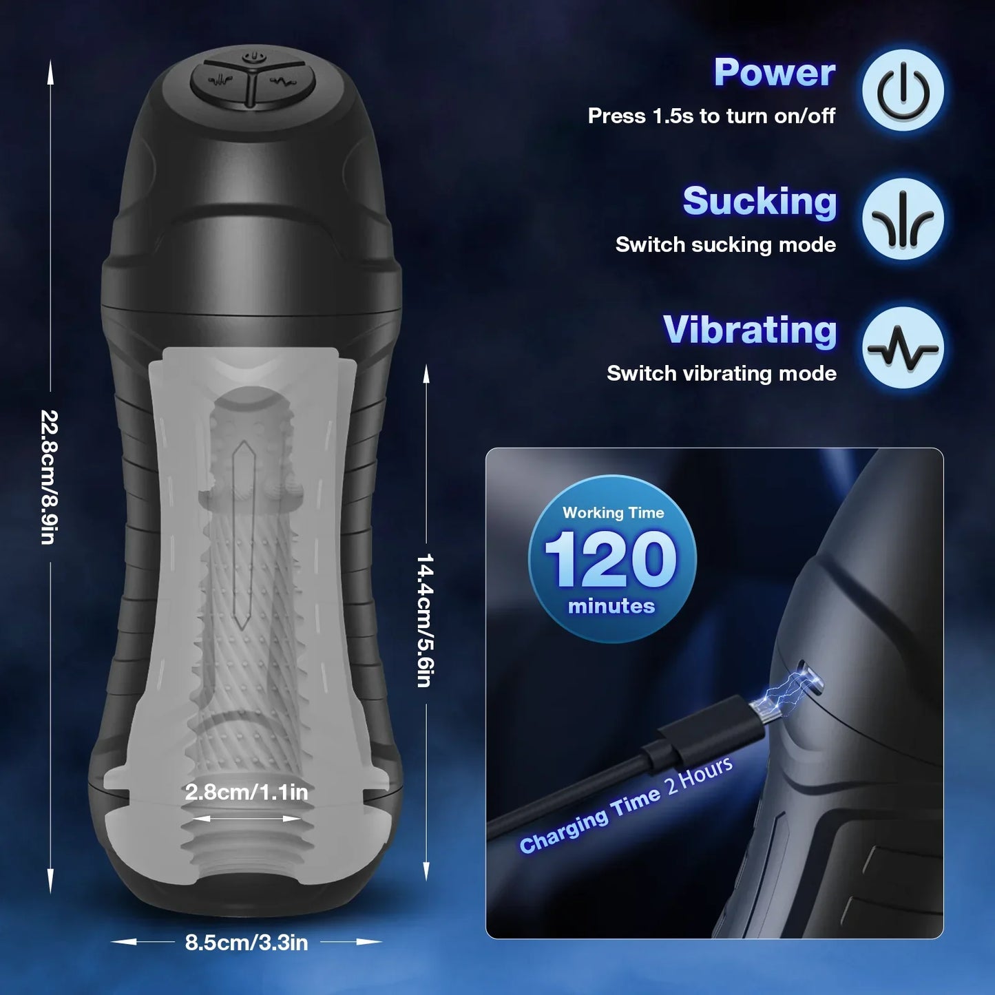 2 In 1 Automatic Male Masturbator Vacuum Pump with 10 Vibration & Suction Modes