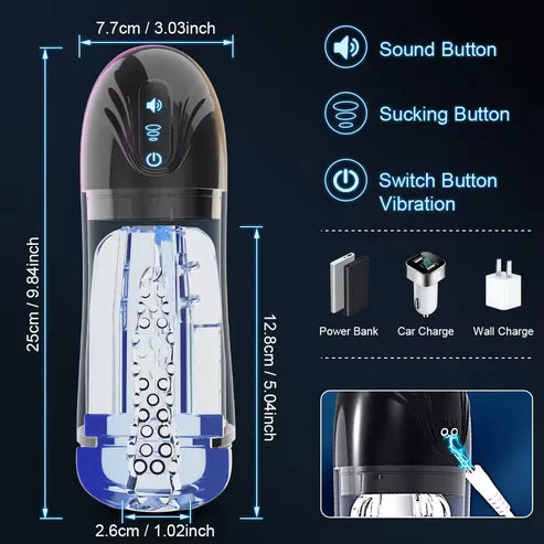 Automatic Masturbator Penis Pump with 3 Sucking & 7 Thrusting & Vibrating Modes