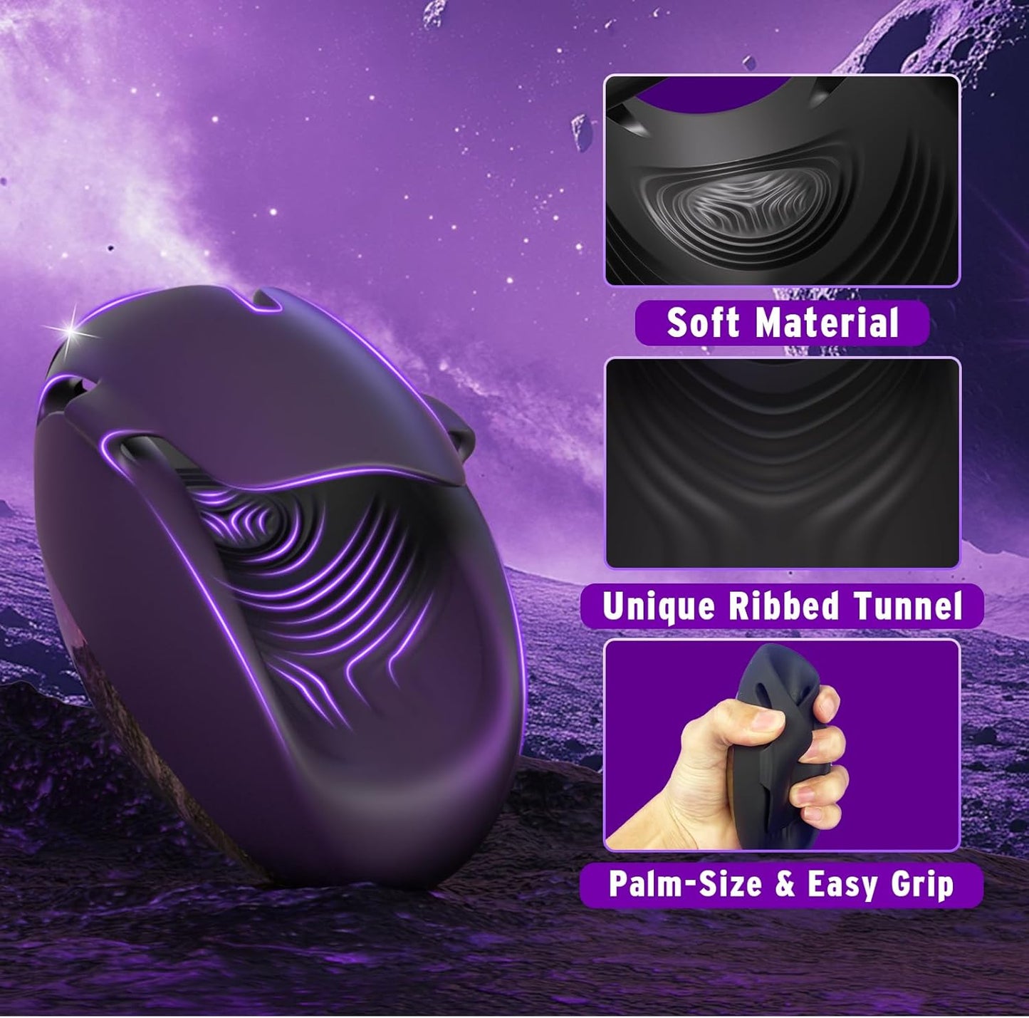 Hands Free Penis Vibrator Stroker Trainer Blowjob with 9 Tapping & Vibrating Modes