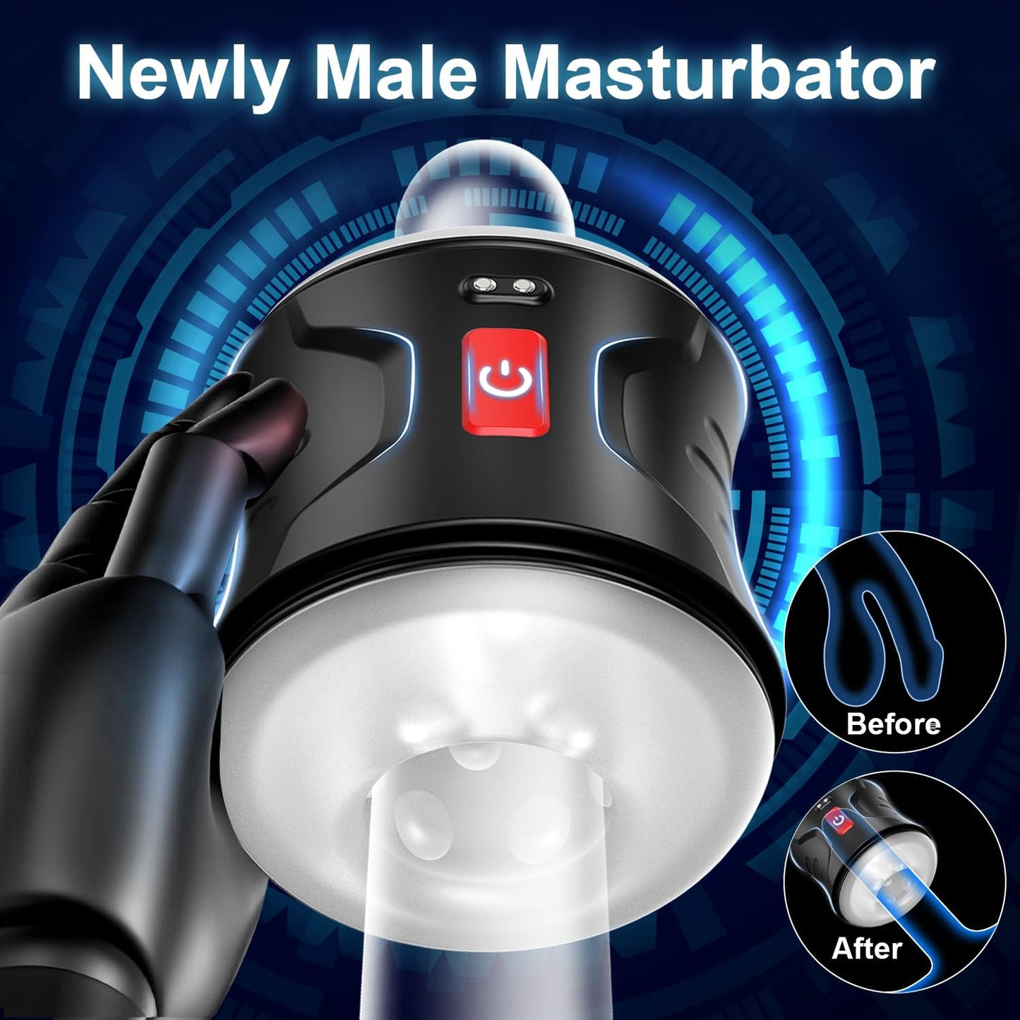 Dual Motors Automatic Masturbators Penis Trainer with 12 Vibration Modes