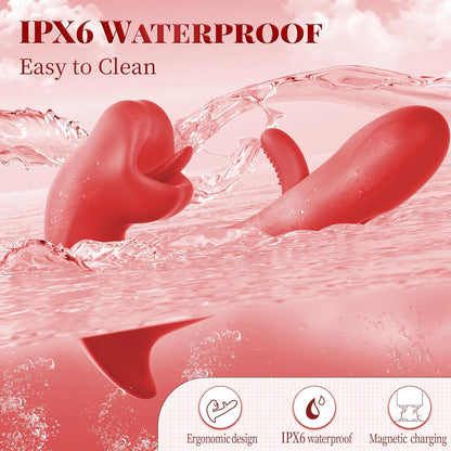 Rose G Spot Vibrator with 7 Kissing Patterns 7 Vibration Intensities & 10 Flapping Modes