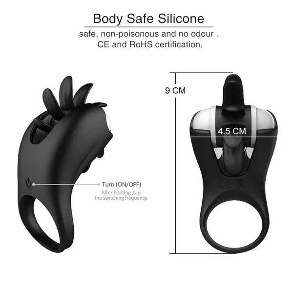 Penis Ring Vibrator Glans Trainer Massager with 10 Vibration Modes