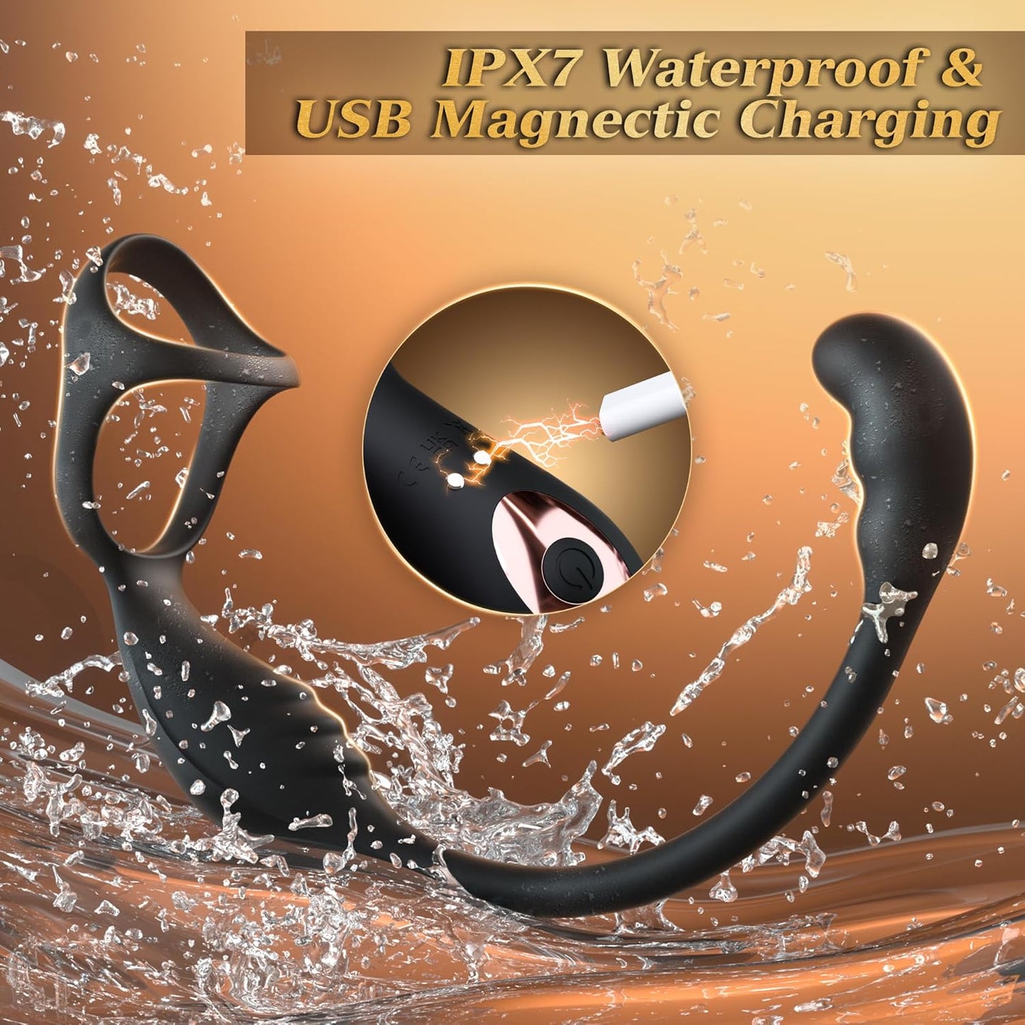 Prostate Massager Anal Toys Butt Plug with Vibrating Cock Ring with 10 Intense Vibrations