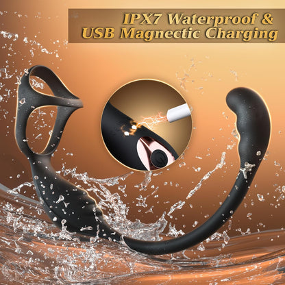 Prostate Massager Anal Toys Butt Plug with Vibrating Cock Ring with 10 Intense Vibrations