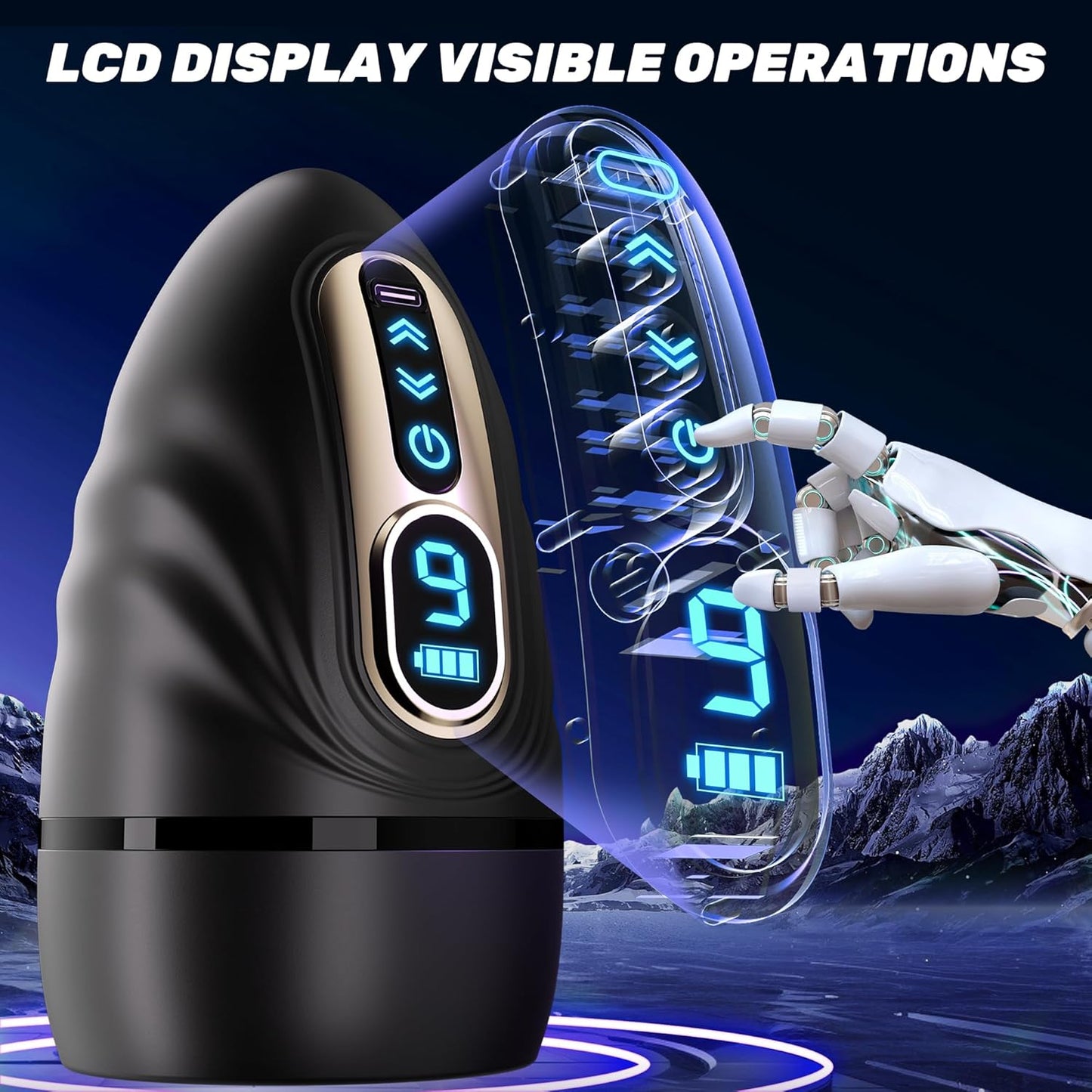 Mouth-Wrapped Penis Trainer Masturbator Sex Machine with  9 Vibrations