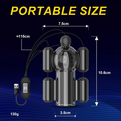 Penis Training Vibrator Glans Ejaculation Vibrator with 10 Vibration Modes & 5 Motors