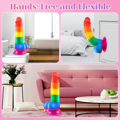 7.6 Inch Colorful Rainbow Realistic Dildos