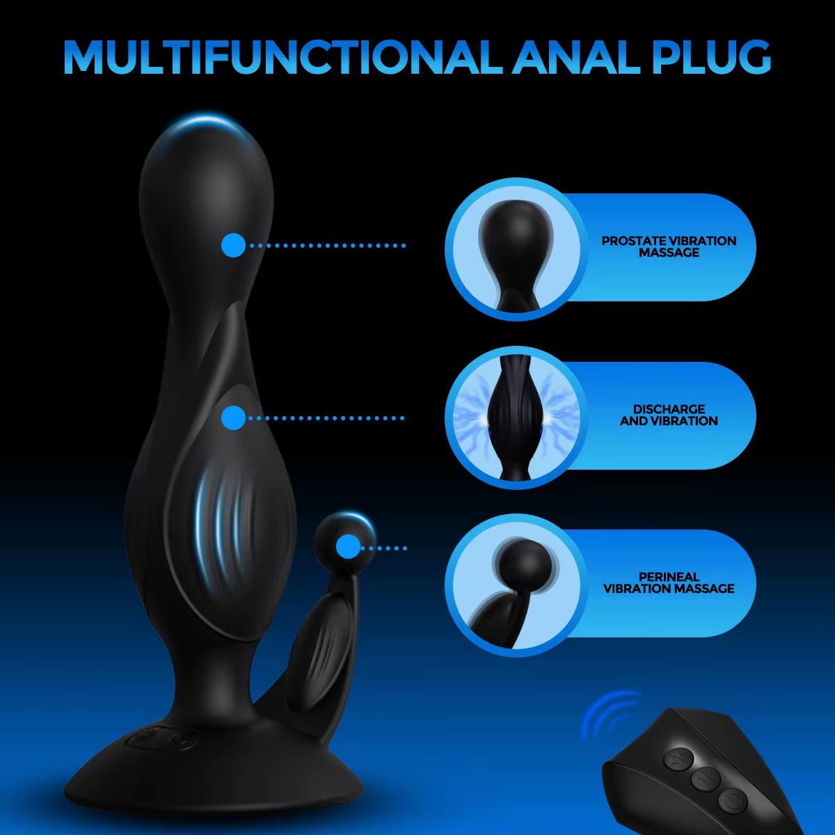 E-stim Pulse Anal Beads Butt Plug Vibrator SM Sex Toys