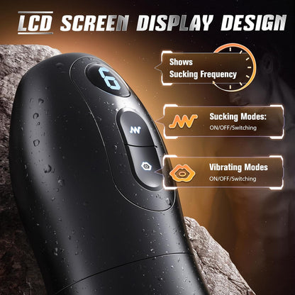 LCD Control Automatic Masturbator Penis Pump Stroker with 7 Vibrating & 7 Sucking Modes