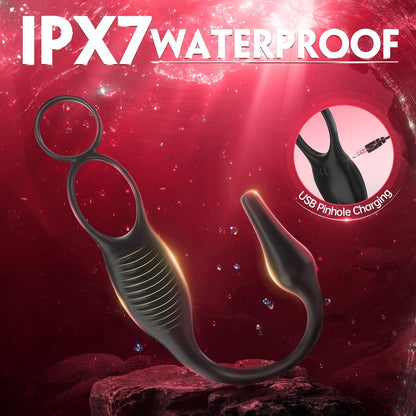 4 in 1 Prostate Massage Anal Vibrator Penis Ring with 7 Vibrations Modes