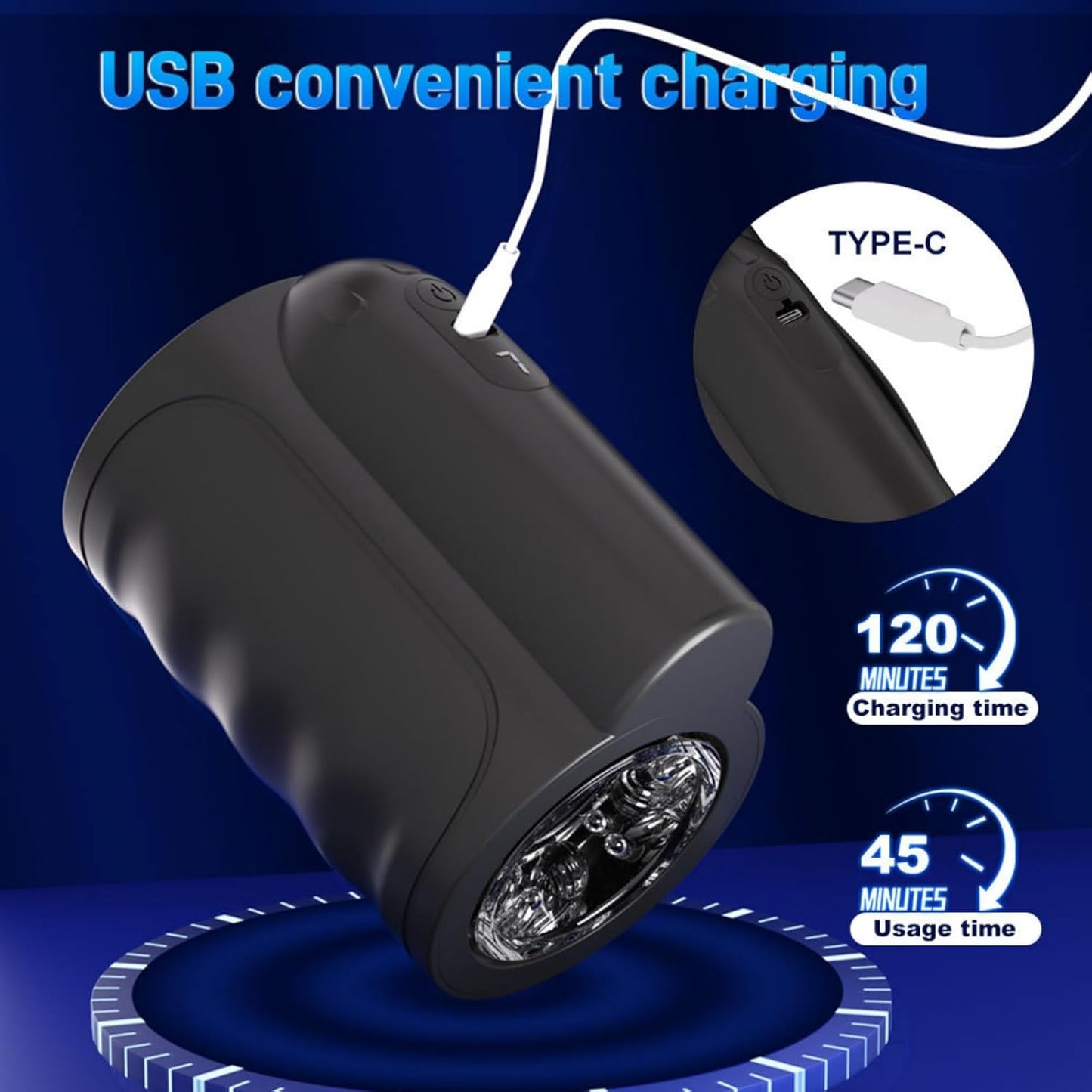 Electric Penis Trainer Glans Stimulator Masturbator with 7 Telescopic & Rotation Modes