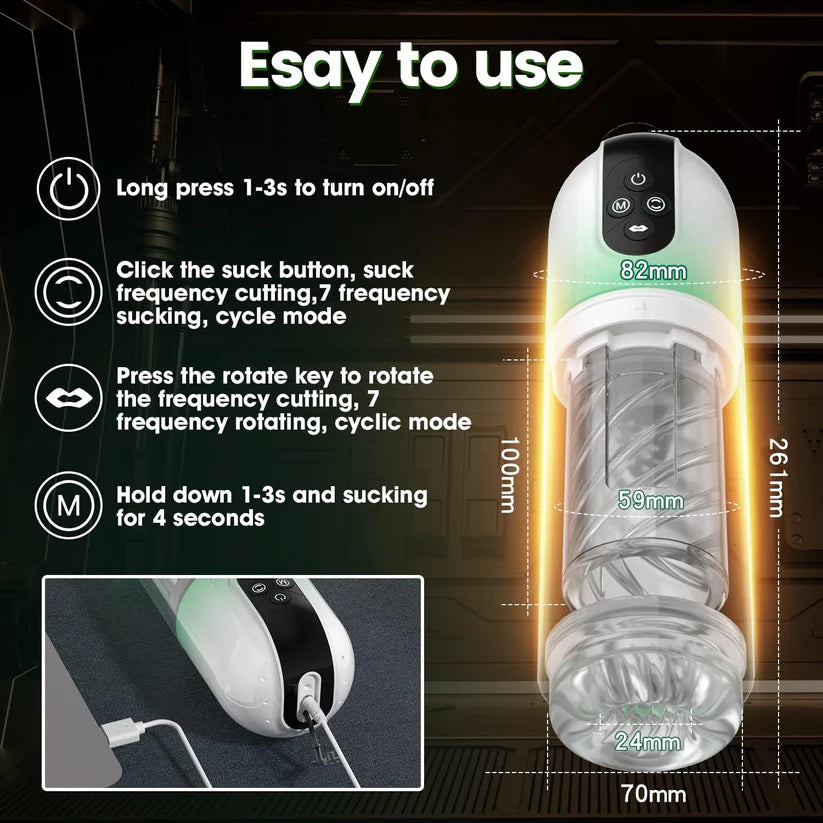 Automatic Masturbator Penis Pump with 4 Pump & 7 Rotating & 7 Licking & 7 Sucking