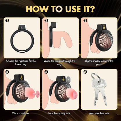 Chastity Cage Soft Chastity Cage Men's Size Better with 6 Penis Rings