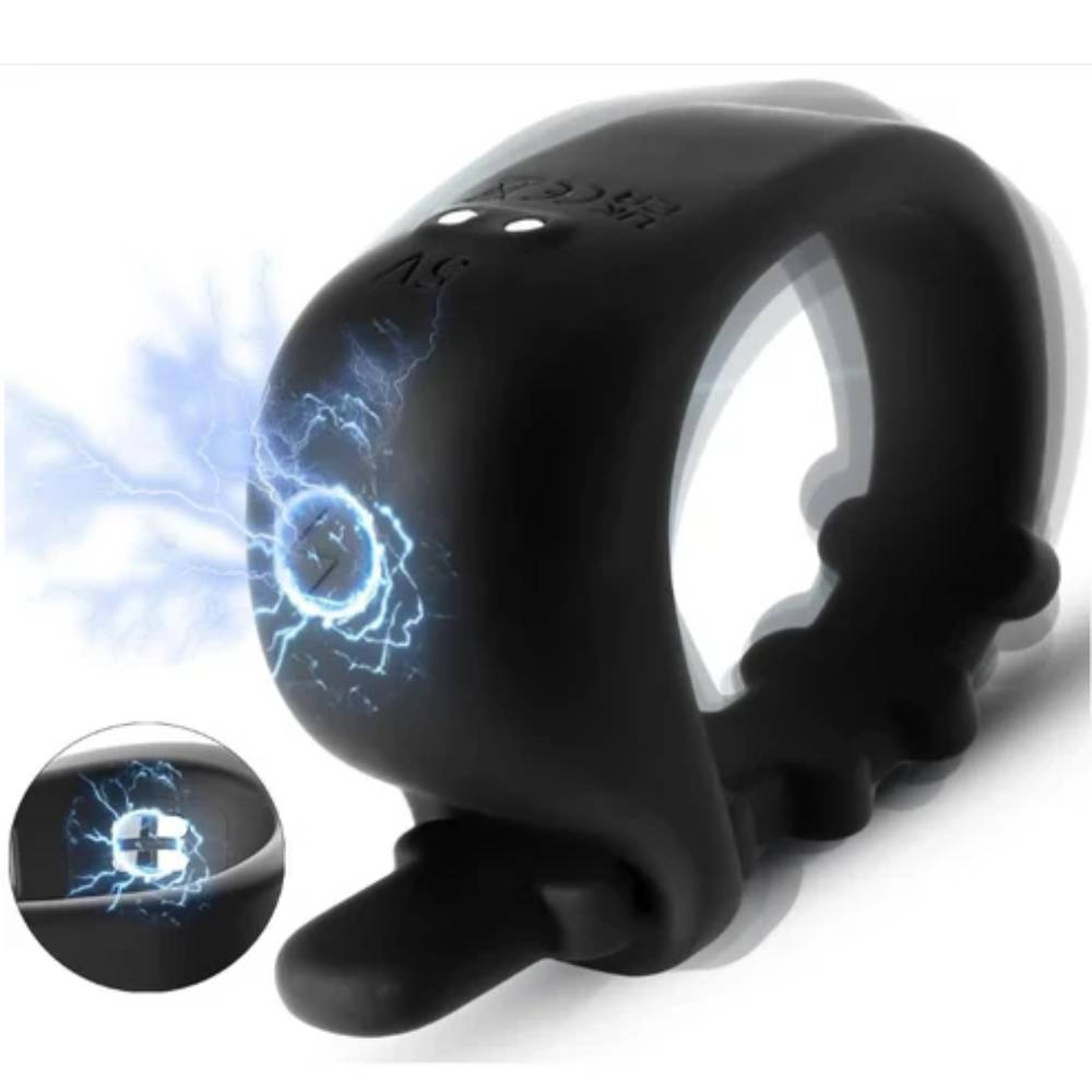Adjustable Cock Ring Penis Trainer Glans Stimulator with 5 Elektro Shock Modes