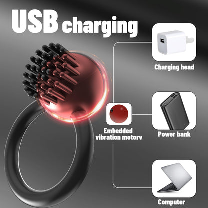 Rubber Cock Penis Ring Massagers with 10 Vibration Modes