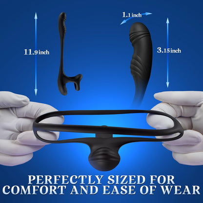 3 IN 1 Prostata Massager Penis Ring Anal Vibrator mit 10 Vibration & Rotation Modes