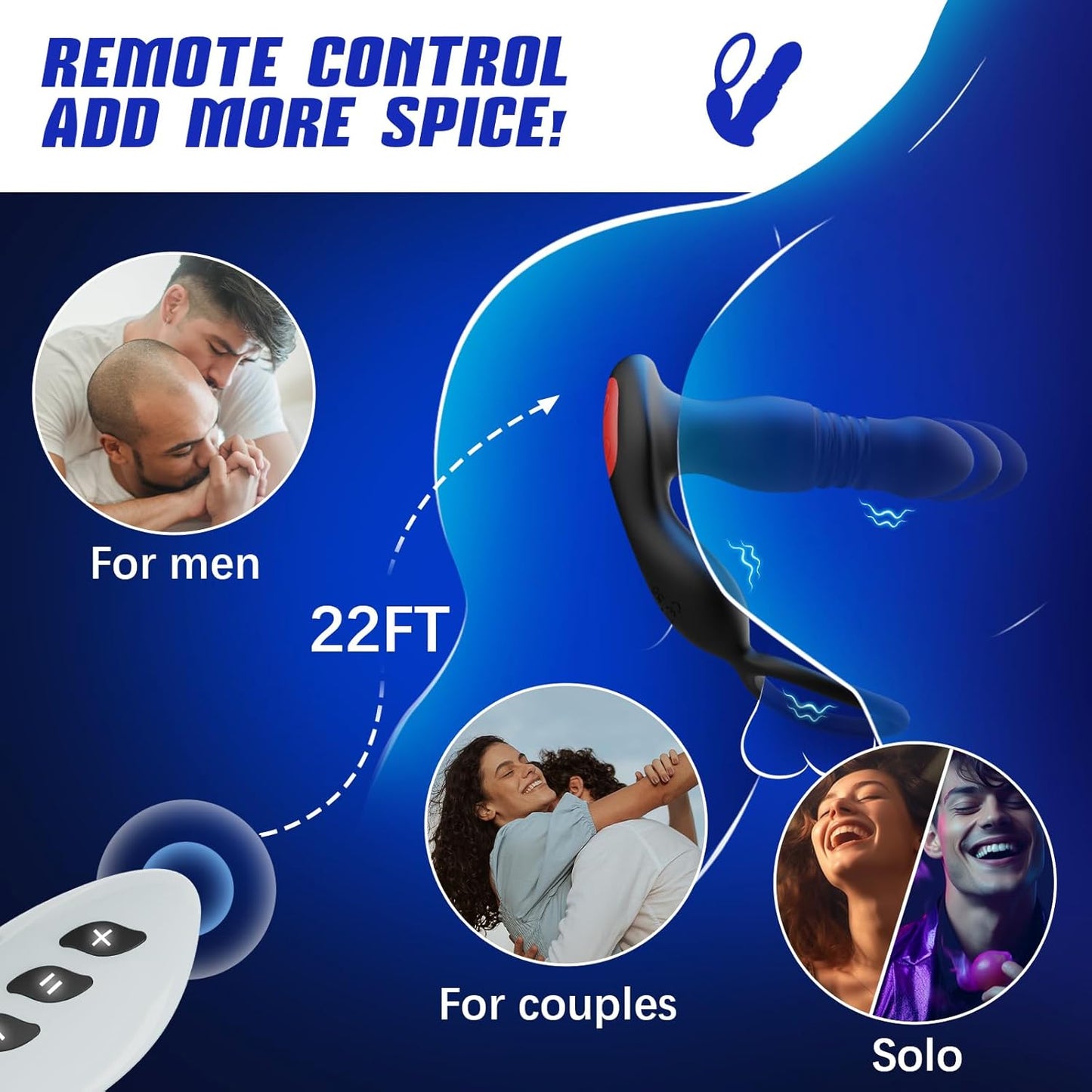 3 IN 1 Prostate Massager Anal Vibrator Penis Ring with 7 Thrusting & 7 Vibrating  Modes