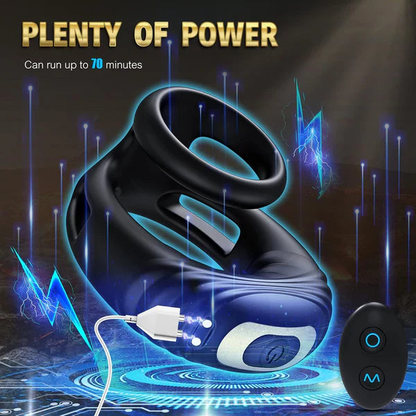 Dual Cock Rings Penis Trainer Stimulator Masturbator with 10 Vibration Modes