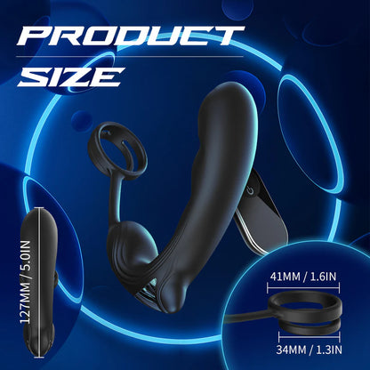 9 Speed Vibrating Prostate Massager Delayed Ejaculation Ring Anal Plug