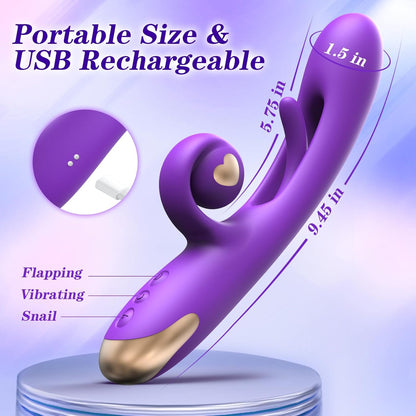 3 in 1 G Spot Rabbit Vibrator with 10 Vibration 7 Flapping Modes
