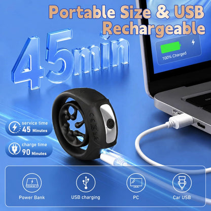 Penis Trainer Vibrator Enlargement Cock Ring Stimulator with 9 Vibration Modes