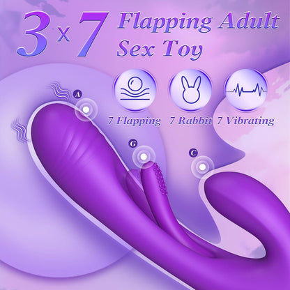 3 IN Rabbit Vibrator G spot Massager with 14 Vibrating & 7 Flapping Modes